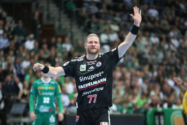 Handball DAIKIN HBL, SC DHfK Leipzig - HC Erlangen; 30.04.2026 Maciej Gebala (77, HC Erlangen). Handball, DAIKIN HBL, 1. Bundesliga, Saison 2025 2026, 30. Spieltag: SC DHfK Leipzig vs. HC Erlangen am 30.04.2026 in der Quarterback Immobilien Arena Leipzig. Copyright: xBEAUTIFULxSPORTS JanxKaeferx