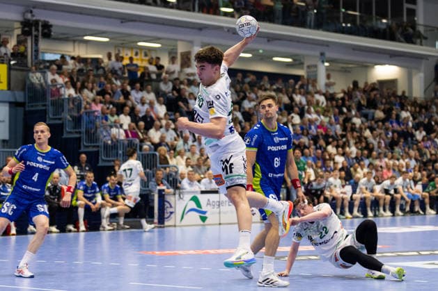 Elias NEWEL (FRISCH AUF! Goeppingen, 40) erzielt ein Tor, Aktion, Torwurf GER, VfL Gummersbach vs. FRISCH AUF! Goeppingen, Handball, Bundesliga, 30. Spieltag, Spielzeit 2025 2026, 30.04.2026, GER, VfL Gummersbach vs. FRISCH AUF! Goeppingen, Handball, Bundesliga, 30. Spieltag, Spielzeit 2025 2026, 30.04.2026, Gummersbach Copyright: xEibnerxPressefoto OliverxSchmidtx EP_OST