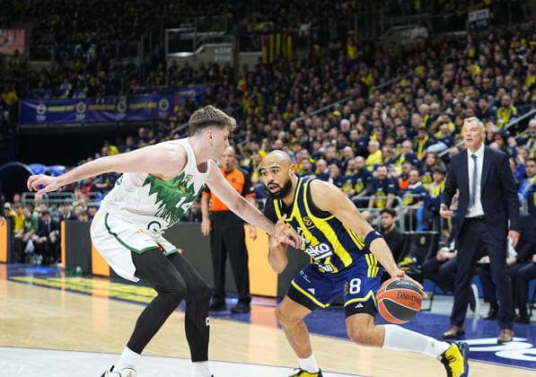 Fenerbahce Beko v Zalgiris - EuroLeague ISTANBUL, TURKIYE - APRIL 30: Talen Jalee Tucker (8) of Fenerbahce Beko in action against Dustin Sleva (14) of Zalgiris during the EuroLeague play-off second match between Fenerbahce Beko and Zalgiris at Ulker Sports and Event Hall in Istanbul, Turkiye on April 30, 2026. Esra Bilgin Anadolu Istanbul Turkey. Editorial use only. Please get in touch for any other usage.  Copyright: x2026xAnadoluxEsraxBilginx