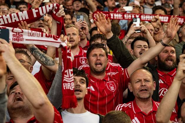 RECORD DATE NOT STATED 30th April 2026; The City Ground, Nottingham, England; UEFA Europa League Football, Nottingham Forest versus Aston Villa; Nottingham Forest fans sing before kick-off GodfreyxPitt