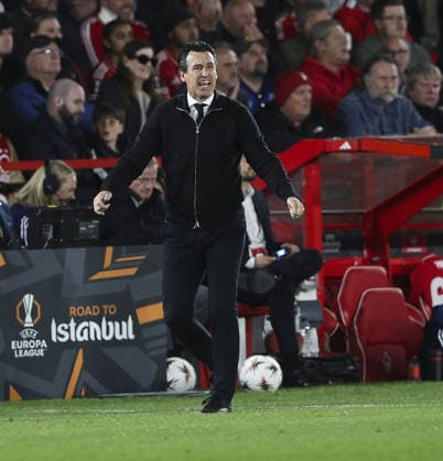 Nottingham Forest v Aston Villa, UEFA Europa League, Semi Final 1st leg 30.04.26 Nottingham Forest v Aston Villa, UEFA Europa League, Semi Final 1st leg Bradley Ormesher The Times Aston Villa Manager Unai Emery  Copyright: xBradleyxOrmesherx NINTCHDBPICT001077348954