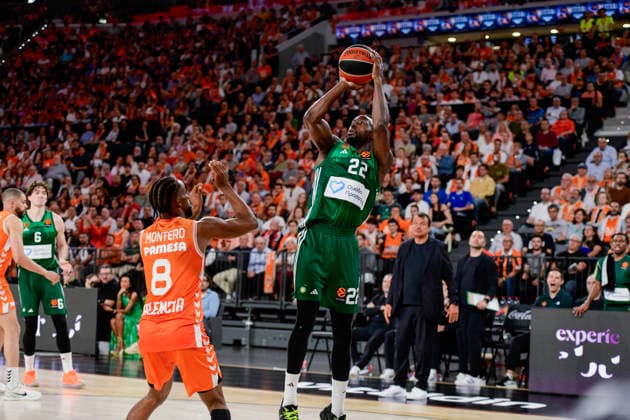 ESP: Valencia Basket v Panathinaikos AKTOR Athens PlayOff Euroleague. Jerian Grant of Panathinaikos during the Euroleague match, playoff Game 2, between Valencia Basket and Panathinaikos AKTOR Athens played at Roig Arena Stadium on April 30, 2026 in Valencia Spain Valencia Spain Basketball Copyright: xPacoxMGEstudix xAgenciaxLOFx