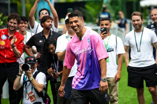 F1 - MIAMI GRAND PRIX 2026 Luis Suarez football soccer player during the Formula 1 Miami Grand Prix 2026, 4th round of the 2026 Formula One World Championship, WM, Weltmeisterschaft from May 1 to 3, 2026 on the Miami International Autodrome, in Miami Gardens, USA - Miami GardensUnited States  Copyright: xXavixBonillax