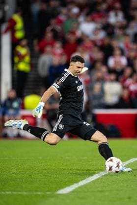 RECORD DATE NOT STATED 30th April 2026; The City Ground, Nottingham, England; UEFA Europa League Football, Nottingham Forest versus Aston Villa; Emiliano Martinez of Aston Villa takes a goal kick GodfreyxPitt