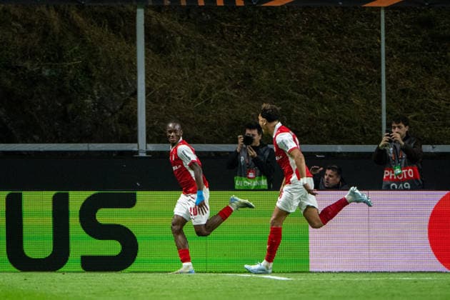 April 30, 2026, Braga, Braga, Portugal: BRAGA, PORTUGAL - APRIL 30: MARIO DORGELES from SC Braga celebrates his goal during the UEFA Europa League semi final first leg match between SC Braga and SC Freiburg at Estadio Municipal de Braga on April 30, 2026 in Braga, Portugal Braga Portugal - ZUMAl192 20260430_zsp_l192_054 Copyright: xMiguelxLemosx