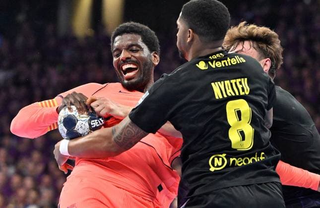 HBC Nantes FC Barcelone Handball PHOTOPQR OUEST FRANCE Jérôme Fouquet Ouest-France ; NANTES ; 30 04 2026 ; Handball. EHF. 1 4 de finale aller de la champion league. HBC Nantes FC Barcelone Handball. Dika Dem. Photo: Jérôme Fouquet Ouest-France NANTES France  Copyright: xPHOTOPQR OUESTxFRANCE MAXPPPxJérômexFouquet Ouest-Francex 20260430OFR5338 20260430OFR5338