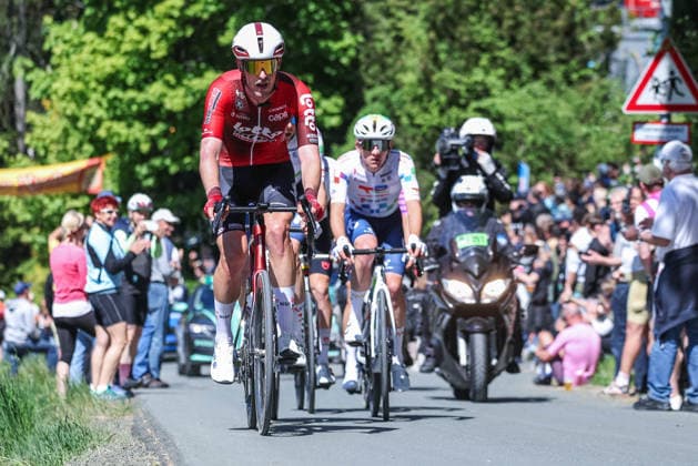 Radsport UCI WorldTour Men Elite 63. Eschborn-Frankfurt am 01.05.2026 Jonas Rutsch ( Lotto IntermarchÃ ) führt die Ausreisergruppe an