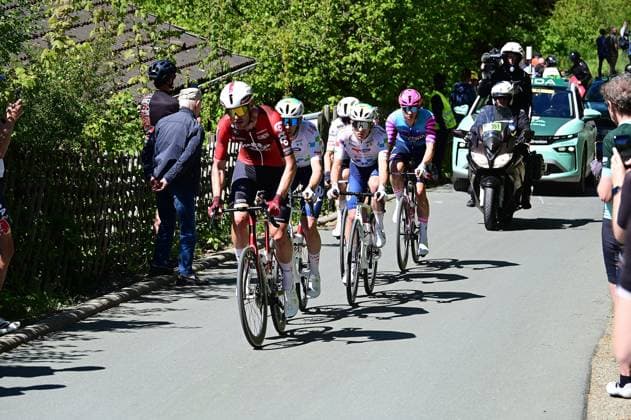01.05,2026 xkhx Echborn-Frankfurt am Main , Radrennen Radklassiker Eschborn-Frankfurt Burgweg in Schmitten-Niederreifenberg Die Ausreiser JONAS RUTSCH, SAMUEL LEROUX, THOMAS GACHIGNARD, AIVARAS MIKUTIS