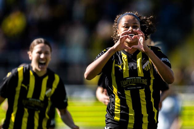 260501 Felicia Schröder of Häcken celebrates after 1-0 during the UEFA Women s Europa Cup final between Häcken and Hammarby on May 1, 2026 in Göteborg. Photo: Michael Erichsen BILDBYRAN COP 89 DS0574 fotboll football soccer fotball europa cup häcken hammarby uefa womens europa cup dam bbeng celebrate jubel Copyright: MICHAELxERICHSEN BB260501MI020