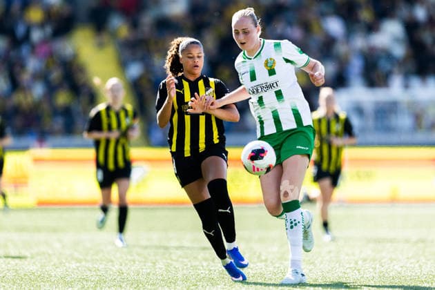 260501 Sofia Reidy of Hammarby and Felicia Schröder of Häcken during the UEFA Women s Europa Cup final between Häcken and Hammarby on May 1, 2026 in Göteborg. Photo: Michael Erichsen BILDBYRAN COP 89 DS0574 fotboll football soccer fotball europa cup häcken hammarby uefa womens europa cup dam bbeng Copyright: MICHAELxERICHSEN BB260501MI036