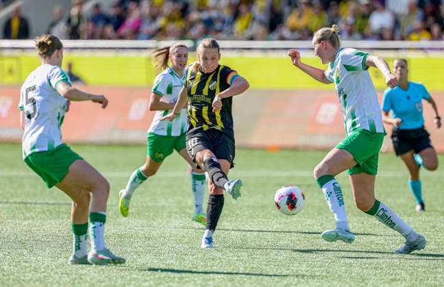 GOTHENBURG, SWEDEN 20260501 Häcken s captain Anna Anvegard takes a shot during Friday s decisive final in the European Cup between BK Häcken and Hammarby at Nordic Wellness arena. GÖTEBORG SWEDEN x9200x