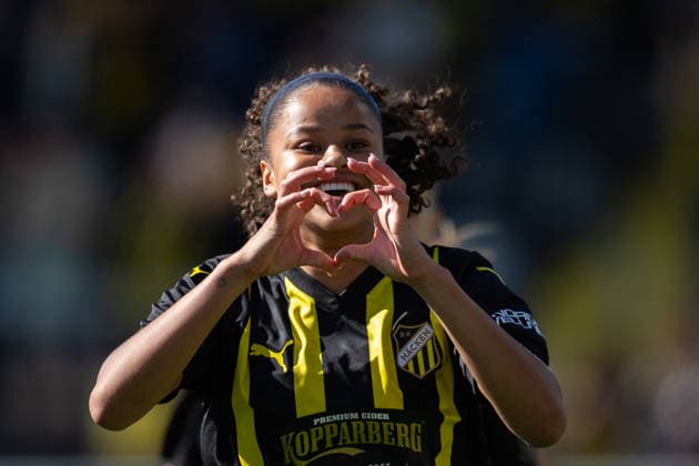 260501 Felicia Schröder of Häcken celebrates after the 1-0 goal during the UEFA Women s Europa Cup final between Häcken and Hammarby on May 1, 2026 in Göteborg. Photo: Michael Erichsen BILDBYRAN COP 89 DS0574 bbeng dam europa cup football fotball fotboll hammarby häcken soccer uefa womens europa cup jubel Copyright: MICHAELxERICHSEN BB260501MI046