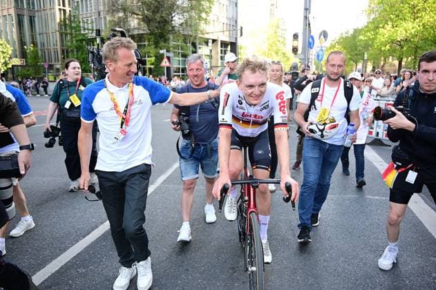 01.05,2026 xkhx Eschborn-Frankfurt am Main , Radrennen Radklassiker Eschborn-Frankfurt Im Ziel Sieger GEORG ZIMMERMANN LOTTO INTERMARCHE