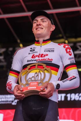 Radsport UCI WorldTour Men Elite 63. Eschborn-Frankfurt am 01.05.2026 Siegerehrung für Georg Zimmermann ( Lotto Intermarche )
