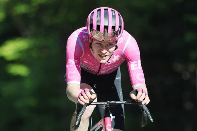 01.05.2026 Orbe , SCHWEIZ, Tour de Romandie 2026 3.Etappe Orbe - Orbe Georg Steinhauser GER Team EF Education Easypost im Anstieg zum Col Mollendruz