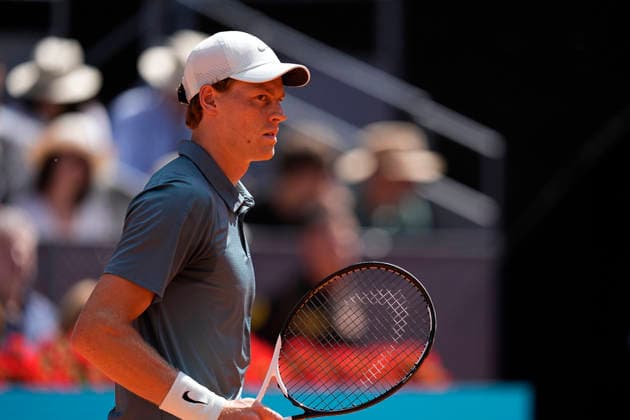 May 1, 2026, Madrid, Madrid, Spain: Jannik Sinner of Italy plays against Arthur Fils of France during the Mutua Madrid Open 2026 at La Caja Magica on May 01, 2026 in Madrid, Spain. Mutua Madrid Open 2026 - Day 12  - ZUMAa181 20260501_zaa_a181_083 Copyright: xOscarxJ.xBarrosox