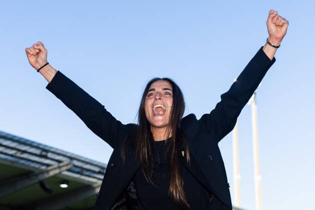 260501 Coach Elena Sadiku of Häcken celebrates after the UEFA Women s Europa Cup final between Häcken and Hammarby on May 1, 2026 in Göteborg. Photo: Michael Erichsen BILDBYRAN COP 89 DS0574 fotboll football soccer fotball europa cup häcken hammarby uefa womens europa cup dam bbeng celebration jubel Copyright: MICHAELxERICHSEN BB260501MI063