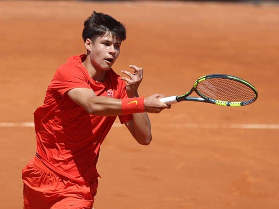 Tennis, ATP-Turnier in Madrid, Junioren, Alberto Simon Jaime Alcaraz, Bruder von Carlos Alcaraz Alberto Simon Jaime Alcaraz, Carlos s younger brother, during his second round match of the Under 16 Tournament of the Mutua Madrid Open Tennis, held on May 1, 2026 at the Caja Magica. Copyright: xALBERTOxSIMONx AgenciaxLOFx