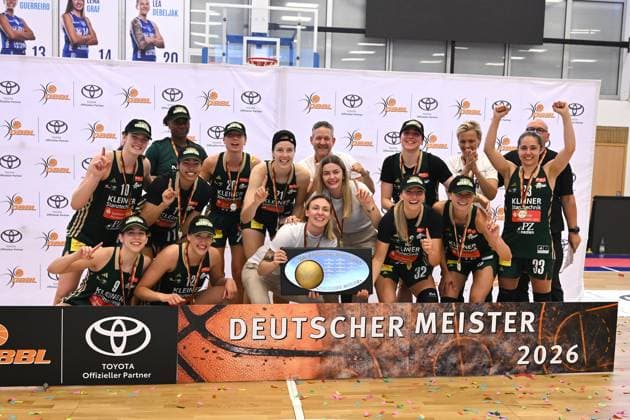 Basketball Toyota 1. Damen Bundesliga Finale um die Deutsche Meisterschaft 4. Spiel BC Pharmaserv Marburg - Rutronik Stars Keltern am 01.05.2026 in der Sporthalle am Georg-Gaßmann Stadion in Marburg Deutscher Meister DFL regulations prohibit any use of photographs as image sequences and or quasi-video.