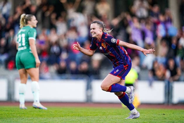 Switzerland: AXA Womens Super League 2025 26, FC Basel 1893 vs FC St.Gallen 1879 - Leichtathletik Stadion Basel, Basel: Sabina Jackson (FC Basel) celebrates after scoring her teams first goal Copyright: xDanielaxPorcellix