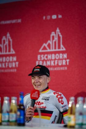 Pressekonferenz: Georg Zimmermann siegt beim Radklassiker Eschborn-Frankfurt 01.05.26: Georg Zimmermann siegt beim Radrennen Eschborn-Frankfurt. Erster deutscher Sieger seit Pascal Ackermann (2019) bzw. John Degenkolb (2011). Frankfurt Alte Oper Hessen Deutschland