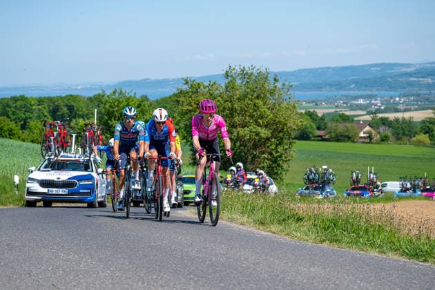 Tour de Romandie 2026 : 79th edition of the Tour de Romandie 2026 Orbe - Step 3 01.05.2026, Orbe, Between Villars-sous-Champvent and Baulmes, Tour de Romandie 2026: 79th edition of the Tour de Romandie 2026 - Orbe - Step 3. Steff Cras (BEL, SOUDAL QUICK-STEP), Joshua Kench (NZL, GROUPAMA-FDJ UNITED) and Georg Steinhauser (GER, EF EDUCATION-EASYPOST) during the Tour de Romandie 2026 79th edition of the Tour de Romandie 2026 Orbe - Step 3 on Friday 01.05.2026 at the Between Villars-sous-Champvent and Baulmes in Orbe, Switzerland. Orbe Between Villars-sous-Champvent a Vaud Switzerland Copyright: xMediafabxPhotographyxFabricexDexGasperisx MEDIAFAB-CYCLISME-TDR-ORBE-01.05.2026-CYC_7373