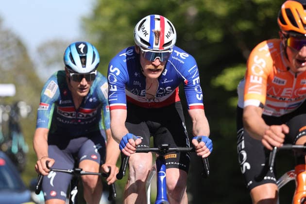 01.05.2026 Orbe , SCHWEIZ, Tour de Romandie 2026 3.Etappe Orbe - Orbe Dorian Godon FRA Ineos Grenadiers im Anstieg zum Col Mollendruz