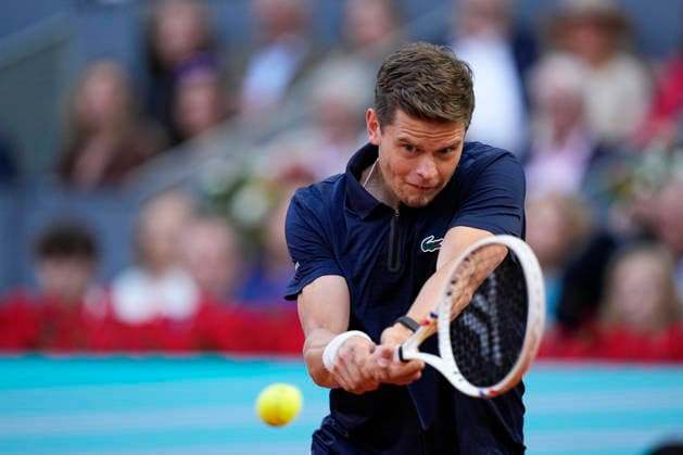 May 1, 2026, Madrid, Madrid, Spain: Alexander Blockx of Belgium plays against Alexander Zverev of Germany during the Mutua Madrid Open 2026 at La Caja Magica on May 01, 2026 in Madrid, Spain. Mutua Madrid Open 2026 - Day 12  - ZUMAa181 20260501_zaa_a181_334 Copyright: xOscarxJ.xBarrosox