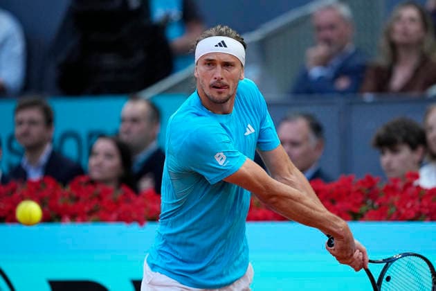 May 1, 2026, Madrid, Madrid, Spain: Alexander Zverev of Germany plays against Alexander Blockx of Belgium during the Mutua Madrid Open 2026 at La Caja Magica on May 01, 2026 in Madrid, Spain. Mutua Madrid Open 2026 - Day 12  - ZUMAa181 20260501_zaa_a181_359 Copyright: xOscarxJ.xBarrosox