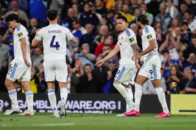 Leeds United v Burnley, Premier League Noah Okafor of Leeds United celebrates his goal to make it 2-0 during the Leeds United v Burnley Premier League match at Elland Road, Leeds, England on 1 May 2026 Credit: Richard Bierton Every Second Media Editorial use only. All images are copyright Every Second Media Limited. No images may be reproduced without prior permission. Copyright: xIMAGO EveryxSecondxMediax ESM-1964-0042 RichardxBiertonx xEveryxSecondxMediax