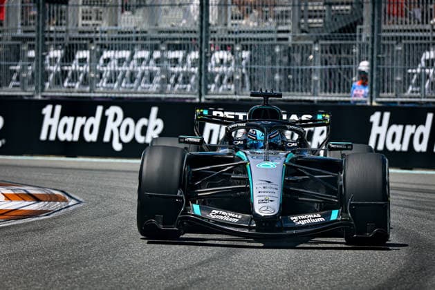 (63) George Russell (GBR) - Mercedes-AMG PETRONAS F1 Team - Mercedes W17 - Mercedes E Performance during the Formula 1 Crypto.com Miami Grand Prix 2026 at Miami International Autodrome in Miami Gardens, United States. Round 6 of the 2026 FIA Formula One World Championship, WM, Weltmeisterschaft held May 1-3, 2026. The Miami International Autodrome, located in the grounds of the Hard Rock Stadium, hosts the sixth round featuring the Sprint format. This event weekend features the F1 Sprint format, with a Sprint Shootout and Sprint Race in addition to the standard qualifying session and Grand Prix.  Copyright: xAlessioxDexMarcox xAvens-images.com AvensImages IPAxSportx xipa-agency.netx xx IPA_74364471 IPA_Agency_IPA74364471