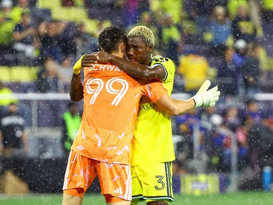 CONCACAF CHAMPIONS CUP 2026: Tigres UANL Vs Nashville SC APR 28 April 28, 2026: Nashville SC defender Maxwell Woledzl (3) and Nashville SC goalkeeper Brian Schwake (99) hug prior to the start of a Concacaf Champions Cup match between Tigres UANL and Nashville SC at Geodis Park in Nashville, TN. Stephen Furst CSM (Credit Image: Â Stephen Furst Cal Media) Nashville Tn United States of America EDITORIAL USE ONLY Copyright: xx ZUMA-20260501_zma_c04_063.jpg StephenxFurstx csmphotothree489258