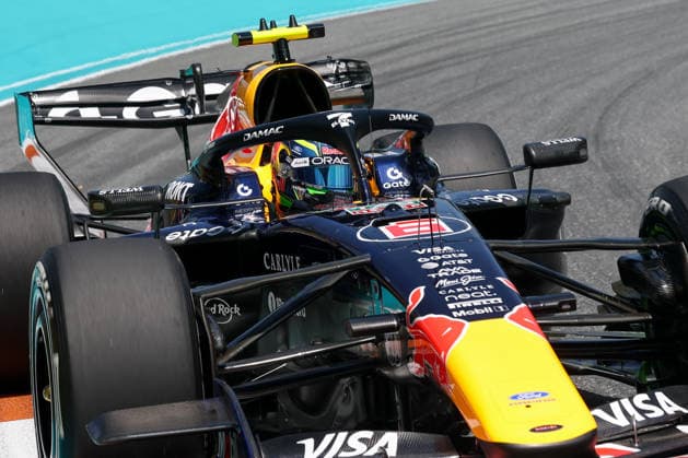 MIAMI GARDENS, FL - MAY 01: Isack Hadjar (6) of France and Oracle Red Bull Racing exits turn 17 during Practice 1 of the Formula 1 Crypto.com Grand Prix on May 1, 2026, at Miami International Autodrome in Miami Gardens, Florida. (Photo by David Buono Icon Sportswire) AUTO: MAY 01 F1 Miami Grand Prix EDITORIAL USE ONLY Icon2605010091