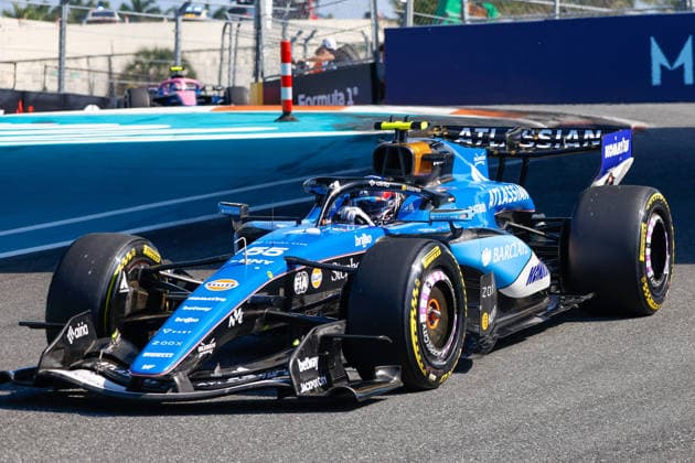 MIAMI GARDENS, FL - MAY 01: Carlos Sainz of Spain and driver of the (55) Atlassian Williams F1 Team race car is seen on the track at the Sprint Qualifying during the F1 Miami Grand Prix, Miami Gardens, Florida, on May 1, 2026.(Photo by Chris Arjoon Icon Sportswire) AUTO: MAY 01 F1 Miami Grand Prix EDITORIAL USE ONLY Icon2605010010217