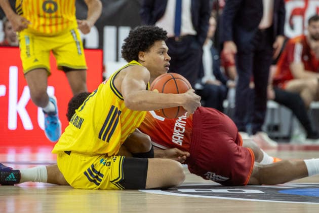 Berlins 7 KAYIL. Basketball: Bayern - Berlin 85:79. Bundesliga, FC Bayern Basketball - ALBA Berlin, 27.Spieltag, Saison 2025-2026, 1.05.2026, in Muenchen, S A P G A R D E N, Deutschland. Quelle Copyright Credit : Oryk HAIST