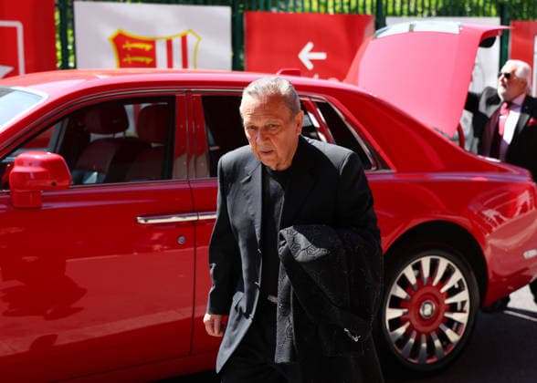 2nd May 2026; Gtech Community Stadium, Brentford, London, England; Premier League Football, Brentford versus West Ham United; West Ham United chairman largest single shareholder David Sullivan arriving at the Gtech Community Stadium JPxFletcher