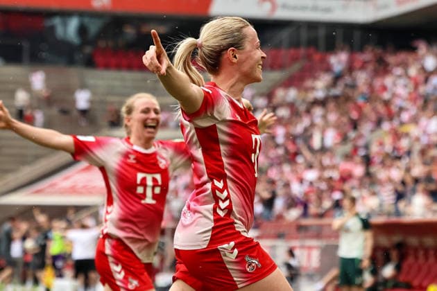 Deutschland: Google Pixel Frauen Bundesliga 2025 2026 24. Spieltag, 1. FC Köln vs. SV Werder Bremen, Samstag, 02.05.2026 Rhein-Energie-Stadion, Nordrhein-Westfalen Stadion: Sandra Jessen (1.FC Köln, 6) am jubeln
