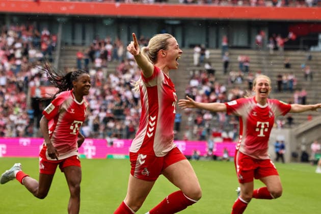 Deutschland: Google Pixel Frauen Bundesliga 2025 2026 24. Spieltag, 1. FC Köln vs. SV Werder Bremen, Samstag, 02.05.2026 Rhein-Energie-Stadion, Nordrhein-Westfalen Stadion: Sandra Jessen (1.FC Köln, 6) am jubeln
