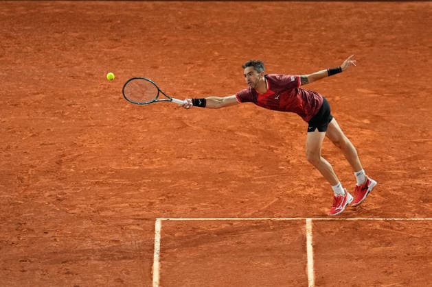 May 2, 2026, Madrid, Madrid, Spain: Guido Andreozzi of Argentina plays with Manuel Guinard of France against Harri Heliovaara of Finland and Henry Patten of Great Britain during the Men s Doubles Final of Mutua Madrid Open 2026 at La Caja Magica on May 02, 2026 in Madrid, Spain. Mutua Madrid Open 2026 - Day 13  - ZUMAa181 20260502_zaa_a181_076 Copyright: xDennisxAgyemanx
