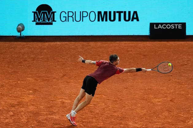 May 2, 2026, Madrid, Madrid, Spain: Guido Andreozzi of Argentina plays with Manuel Guinard of France against Harri Heliovaara of Finland and Henry Patten of Great Britain during the Men s Doubles Final of Mutua Madrid Open 2026 at La Caja Magica on May 02, 2026 in Madrid, Spain. Madrid Spain - ZUMAa181 20260502_zaa_a181_083 Copyright: xDennisxAgyemanx
