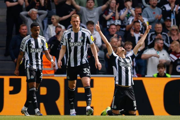 Newcastle United v Brighton & Hove Albion, Premier League William Osula of Newcastle United celebrates scoring his sides first goal of the match 1-0 during the Newcastle United v Brighton & Hove Albion Premier League match at St. James Park, Newcastle Upon Tyne, England on 2 May 2026 Credit: Craig Cowan Every Second Media Editorial use only. All images are copyright Every Second Media Limited. No images may be reproduced without prior permission. All rights reserved. Premier League and Football League images are subject to licensing agreements with Football DataCo Limited. see https: www.football-dataco.com Copyright: xIMAGO EveryxSecondxMediax ESM-1970-0074 CraigxCowanx xEveryxSecondxMediax