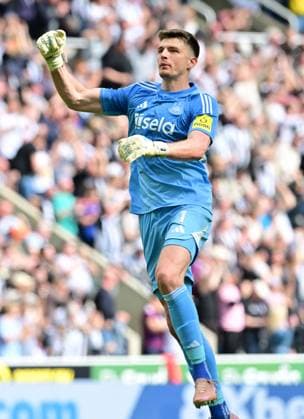 Nick Pope of Newcastle United celebrates a goal by Dan Burn of Newcastle United Newcastle United v Brighton and Hove Albion, Premier League, Football, St James Park, Newcastle , UK - 02 May 2026Newcastle St James Park United Kingdom EDITORIAL USE ONLY No use with unauthorised audio, video, data, fixture lists, club league logos or live services. Online in-match use limited to 120 images, no video emulation. No use in betting, games or single club league player publications. Copyright: xMarkxRunnacles Shutterstockx 16854507bb