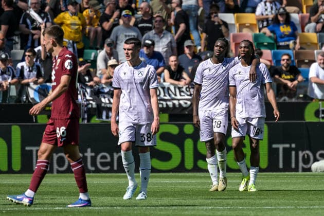 Udinese s Kingsley Ehizibue celebrates after scoring a goal during Udinese Calcio vs Torino FC, Italian soccer Serie A match in Udine, Italy, May 02 2026  Copyright: xAlessioxMarini IPAxSportx xipa-agency.netx xx IPA_74376392 IPA_Agency_IPA74376392