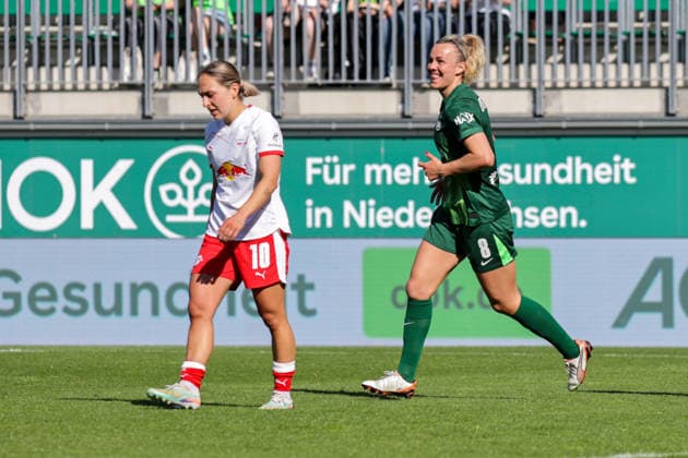 02.05.2026, xgrfx, Fussball Google Pixel Frauen-Bundesliga, VfL Wolfsburg - RB Leipzig v.l. Tor, Lena Lattwein zum 3:1 (VfL Wolfsburg) (DFL DFB REGULATIONS PROHIBIT ANY USE OF PHOTOGRAPHS as IMAGE SEQUENCES and or QUASI-VIDEO) Wolfsburg