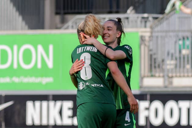 02.05.2026, xgrfx, Fussball Google Pixel Frauen-Bundesliga, VfL Wolfsburg - RB Leipzig v.l. Tor, Lena Lattwein zum 3:1 (VfL Wolfsburg) (DFL DFB REGULATIONS PROHIBIT ANY USE OF PHOTOGRAPHS as IMAGE SEQUENCES and or QUASI-VIDEO) Wolfsburg