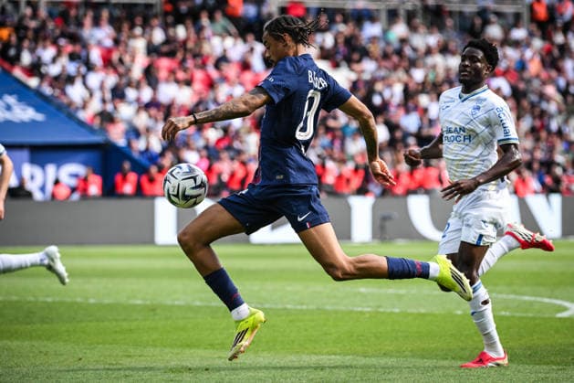 May 2, 2026, Paris, France, France: Bradley BARCOLA of PSG during the Ligue 1 match between Paris Saint-Germain (PSG) and FC Lorient at Parc des Princes Stadium on May 02, 2026 in Paris, France. Paris Saint-Germain V FC Lorient - Ligue 1  - ZUMAm308 20260502_zsp_m308_009 Copyright: xMatthieuxMirvillex