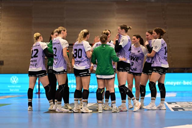Handball I Frauen I Saison 2025-2026 I Play-Offs 5-11 I 3. Spieltag I Buxtehuder SV - VfL Oldenburg I 02.05.2026 Glücklich über den Ausgleich: VfL Oldenburg Frauen Buxtehude Halle Nord Niedersachsen Deutschland Copyright: xLobeca FelixxSchlikisx