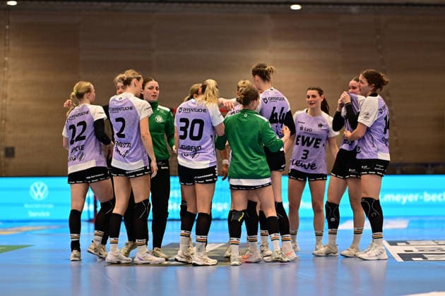 Handball I Frauen I Saison 2025-2026 I Play-Offs 5-11 I 3. Spieltag I Buxtehuder SV - VfL Oldenburg I 02.05.2026 Glücklich über den Ausgleich: VfL Oldenburg Frauen Buxtehude Halle Nord Niedersachsen Deutschland Copyright: xLobeca FelixxSchlikisx