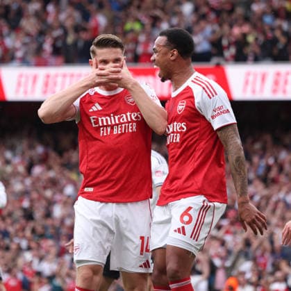 Viktor Gyokeres (A) celebrates scoring the first Arsenal goal (1-0) at the Arsenal v Fulham EPL match, at the Emirates Stadium, London, UK on 2nd May, 2026. 