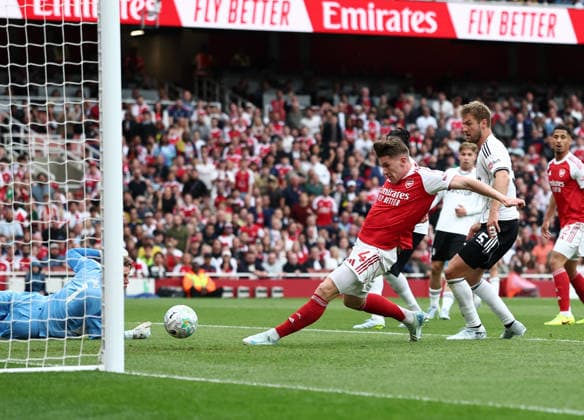London, England, 2nd May 2026. Viktor Gyokeres of Arsenal scoring his sides opening goal during the Arsenal vs Fulham Premier League match at the Emirates Stadium, London. Picture credit should read: David Klein Sportimage EDITORIAL USE ONLY. No use with unauthorised audio, video, data, fixture lists, club league logos or live services. Online in-match use limited to 120 images, no video emulation. No use in betting, games or single club league player publications. SPI_001_DK_Arsenal_Fulham SPI-4774-0001